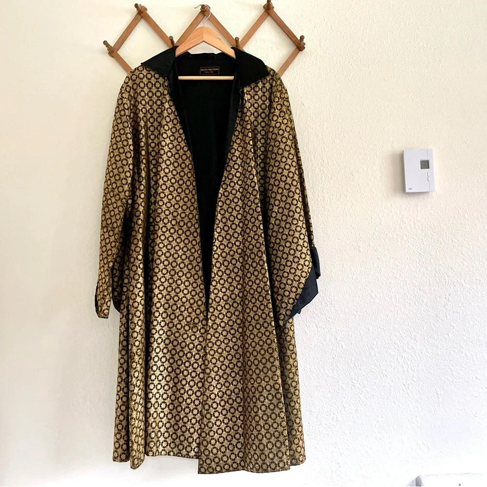 Early 1900s Black and Gold Silk Brocade Coat Designer Helene Pons Studio - Picture 14 of 16
